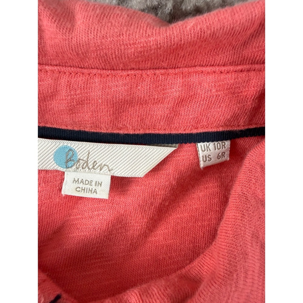 Boden Size 6 Minimalist Tie Knee Length Shirt Dress Red Pink Long Sleeve Collar - Picture 6 of 9